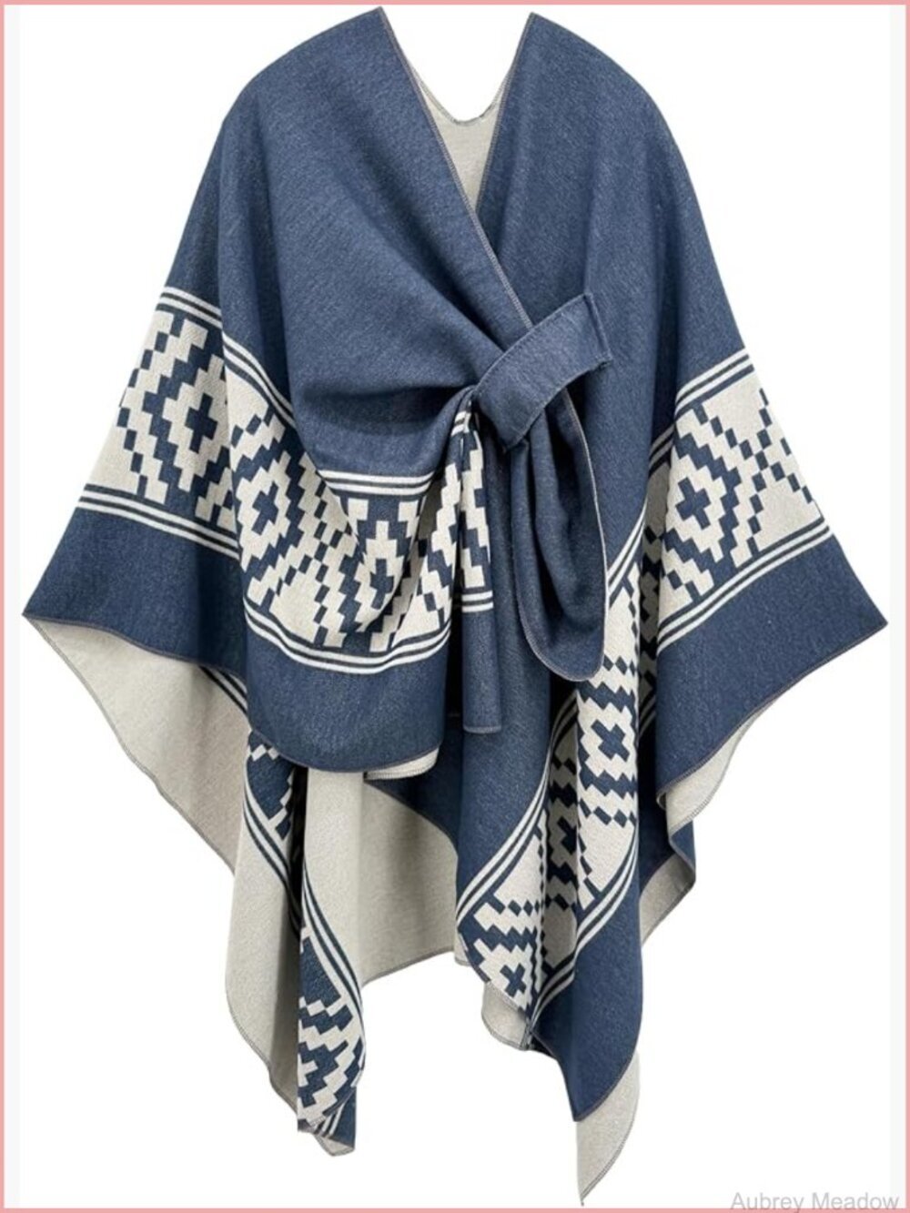 Soft Cashmere Feel Reversible Poncho Shawl Wrap Cape Cardigan